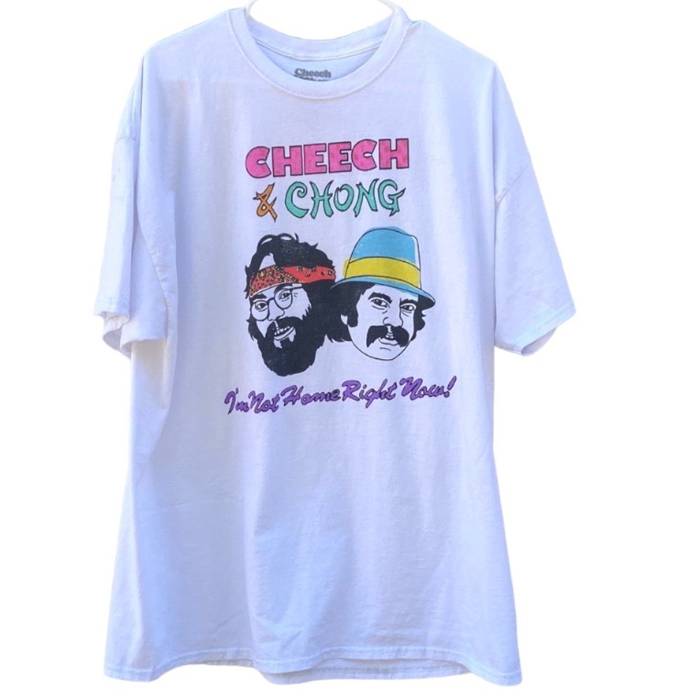 Cheech & Chong Womens plus size 0X/1X short sleeve white graphic tee